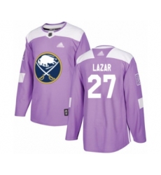 Men's Buffalo Sabres #27 Curtis Lazar Authentic Purple Fights Cancer Practice Hockey Jersey