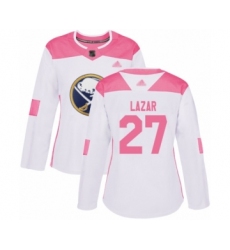 Women's Buffalo Sabres #27 Curtis Lazar Authentic White Pink Fashion Hockey Jersey