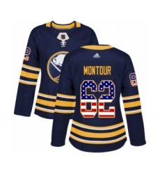 Women's Buffalo Sabres #62 Brandon Montour Authentic Navy Blue USA Flag Fashion Hockey Jersey