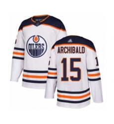 Men's Edmonton Oilers #15 Josh Archibald Authentic White Away Hockey Jersey