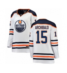 Women's Edmonton Oilers #15 Josh Archibald Authentic White Away Fanatics Branded Breakaway Hockey Jersey