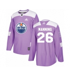 Youth Edmonton Oilers #26 Brandon Manning Authentic Purple Fights Cancer Practice Hockey Jersey