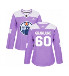 Women's Edmonton Oilers #60 Markus Granlund Authentic Purple Fights Cancer Practice Hockey Jersey
