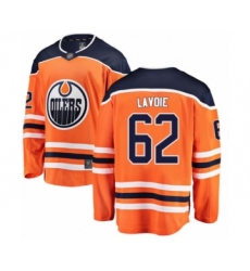 Men's Edmonton Oilers #62 Raphael Lavoie Authentic Orange Home Fanatics Branded Breakaway Hockey Jersey