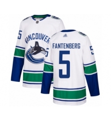 Men's Vancouver Canucks #5 Oscar Fantenberg Authentic White Away Hockey Jersey
