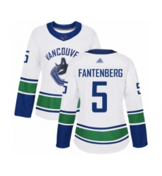 Women's Vancouver Canucks #5 Oscar Fantenberg Authentic White Away Hockey Jersey