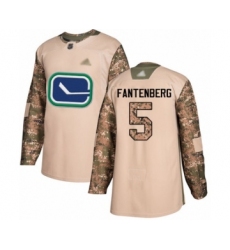 Youth Vancouver Canucks #5 Oscar Fantenberg Authentic Camo Veterans Day Practice Hockey Jersey