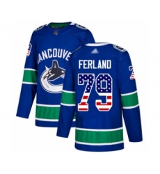 Youth Vancouver Canucks #79 Michael Ferland Authentic Blue USA Flag Fashion Hockey Jersey