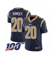 Men's Los Angeles Rams #20 Jalen Ramsey Navy Blue Team Color Vapor Untouchable Limited Player 100th Season Football Jersey