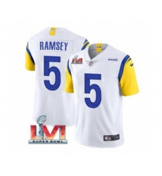 Men's Los Angeles Rams #5 Jalen Ramsey White 2022 Super Bowl LVI Vapor Limited Stitched Jersey