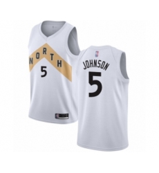 Men's Toronto Raptors #5 Stanley Johnson Authentic White Basketball Jersey - City Edition