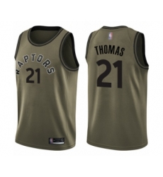 Men's Toronto Raptors #21 Matt Thomas Swingman Green Salute to Service Basketball Jersey