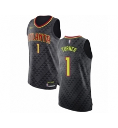 Men's Atlanta Hawks #1 Evan Turner Authentic Black Basketball Jersey - Icon Edition