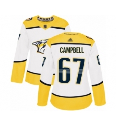 Women's Nashville Predators #70 Egor Afanasyev Authentic White Away Hockey Jersey