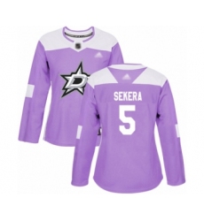 Women's Dallas Stars #5 Andrej Sekera Authentic Purple Fights Cancer Practice Hockey Jersey