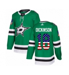 Men's Dallas Stars #18 Jason Dickinson Authentic Green USA Flag Fashion Hockey Jersey