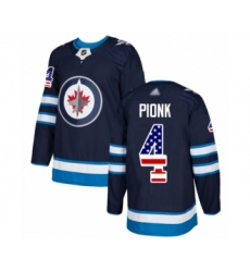 Youth Winnipeg Jets #4 Neal Pionk Authentic Navy Blue USA Flag Fashion Hockey Jersey
