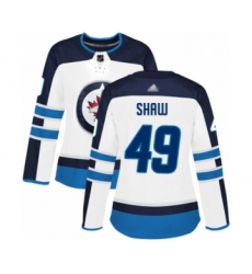 Women's Winnipeg Jets #49 Logan Shaw Authentic White Away Hockey Jersey