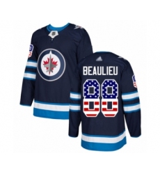 Men's Winnipeg Jets #88 Nathan Beaulieu Authentic Navy Blue USA Flag Fashion Hockey Jersey