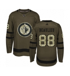 Youth Winnipeg Jets #88 Nathan Beaulieu Authentic Green Salute to Service Hockey Jersey