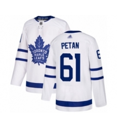 Men's Toronto Maple Leafs #61 Nic Petan Authentic White Away Hockey Jersey