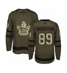 Men's Toronto Maple Leafs #89 Nicholas Robertson Authentic Green Salute to Service Hockey Jersey