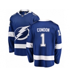 Men's Tampa Bay Lightning #1 Mike Condon Fanatics Branded Blue Home Breakaway Hockey Jersey