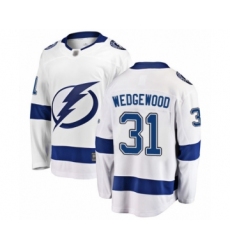 Men's Tampa Bay Lightning #31 Scott Wedgewood Fanatics Branded White Away Breakaway Hockey Jersey