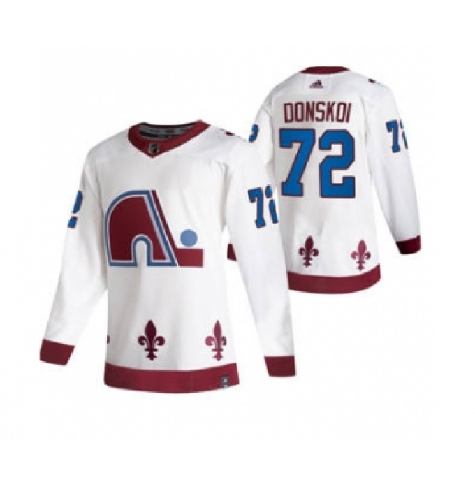 Men's Colorado Avalanche #72 Joonas Donskoi White 2020-21 Reverse Retro Alternate Hockey Jersey