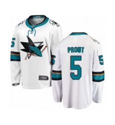 Men's San Jose Sharks #5 Dalton Prout Fanatics Branded White Away Breakaway Hockey Jersey