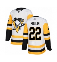 Men's Pittsburgh Penguins #22 Samuel Poulin Authentic White Away Hockey Jersey