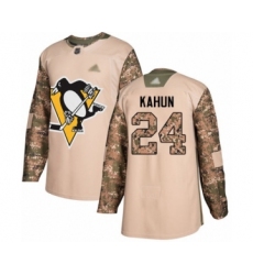 Youth Pittsburgh Penguins #24 Dominik Kahun Authentic Camo Veterans Day Practice Hockey Jersey