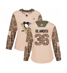 Women's Pittsburgh Penguins #36 Joseph Blandisi Authentic Camo Veterans Day Practice Hockey Jersey