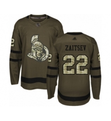 Youth Ottawa Senators #22 Nikita Zaitsev Authentic Green Salute to Service Hockey Jersey