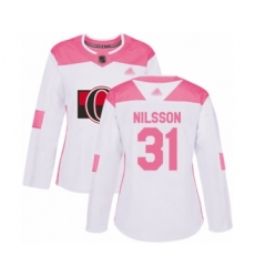 Women's Ottawa Senators #31 Anders Nilsson Authentic White  Pink Fashion Hockey Jersey