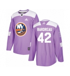 Men's New York Islanders #42 Cole Bardreau Authentic Purple Fights Cancer Practice Hockey Jersey