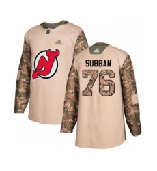Youth New Jersey Devils #76 P. K. Subban Authentic Camo Veterans Day Practice Hockey Jersey