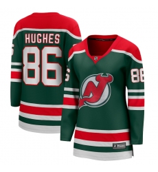 Women's New Jersey Devils #86 Jack Hughes Fanatics Branded Green 2020-21 Special Edition Breakaway Player Jersey