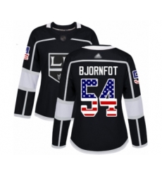 Women's Los Angeles Kings #54 Tobias Bjornfot Authentic Black USA Flag Fashion Hockey Jersey