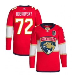 Men's Florida Panthers #72 Sergei Bobrovsky Red 2024 Stanley Cup Final Stitched Jersey
