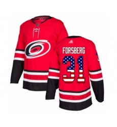 Men's Carolina Hurricanes #31 Anton Forsberg Authentic Red USA Flag Fashion Hockey Jersey
