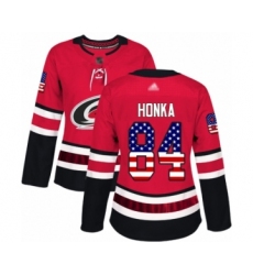 Women's Carolina Hurricanes #84 Anttoni Honka Authentic Red USA Flag Fashion Hockey Jersey