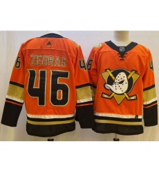 Men's Anaheim Ducks #46 Trevor Zegras Orange Authentic Adidas Jersey