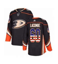 Men's Anaheim Ducks #60 Jackson Lacombe Authentic Black USA Flag Fashion Hockey Jersey