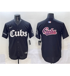 Men's Chicago Cubs Team Big Logo Black 'Gothic North Side Edition' Vapor Premier Limited Stitched Baseball Jersey