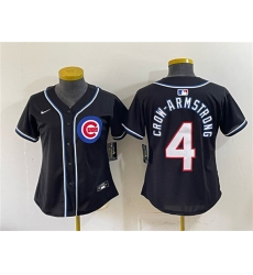 Women's Chicago Cubs #4 Pete Crow-Armstrong 2026 Fashion Replica Black Out Stitched Baseball Jersey(Run Small)