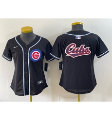 Youth Chicago Cubs Team Big Logo 2026 Fashion Replica Black Out Stitched Baseball Jersey