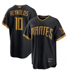 Men's Pittsburgh Pirates #10 Bryan Reynolds Black 2026 City Connect Stadium Stitched Stitched Baseball Jersey