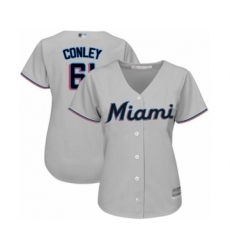 Women's Miami Marlins #61 Adam Conley Authentic Grey Road Cool Base Baseball Player Jersey
