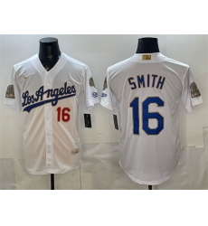Men's Los Angeles Dodgers #16 Will Smith White 2026 Gold Collection 9x & B2B Champs Stitched Baseball Jersey